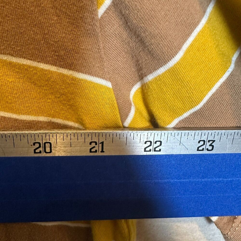 Guess Shirt Mens Large Brown Yellow Striped Logo Cotton Casual Streetwear - Picture 6 of 10
